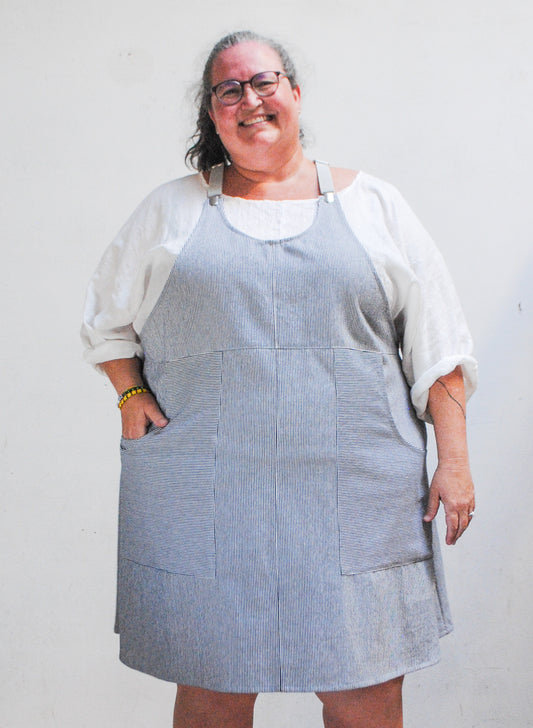 Railroad Stripe Suspender Dress