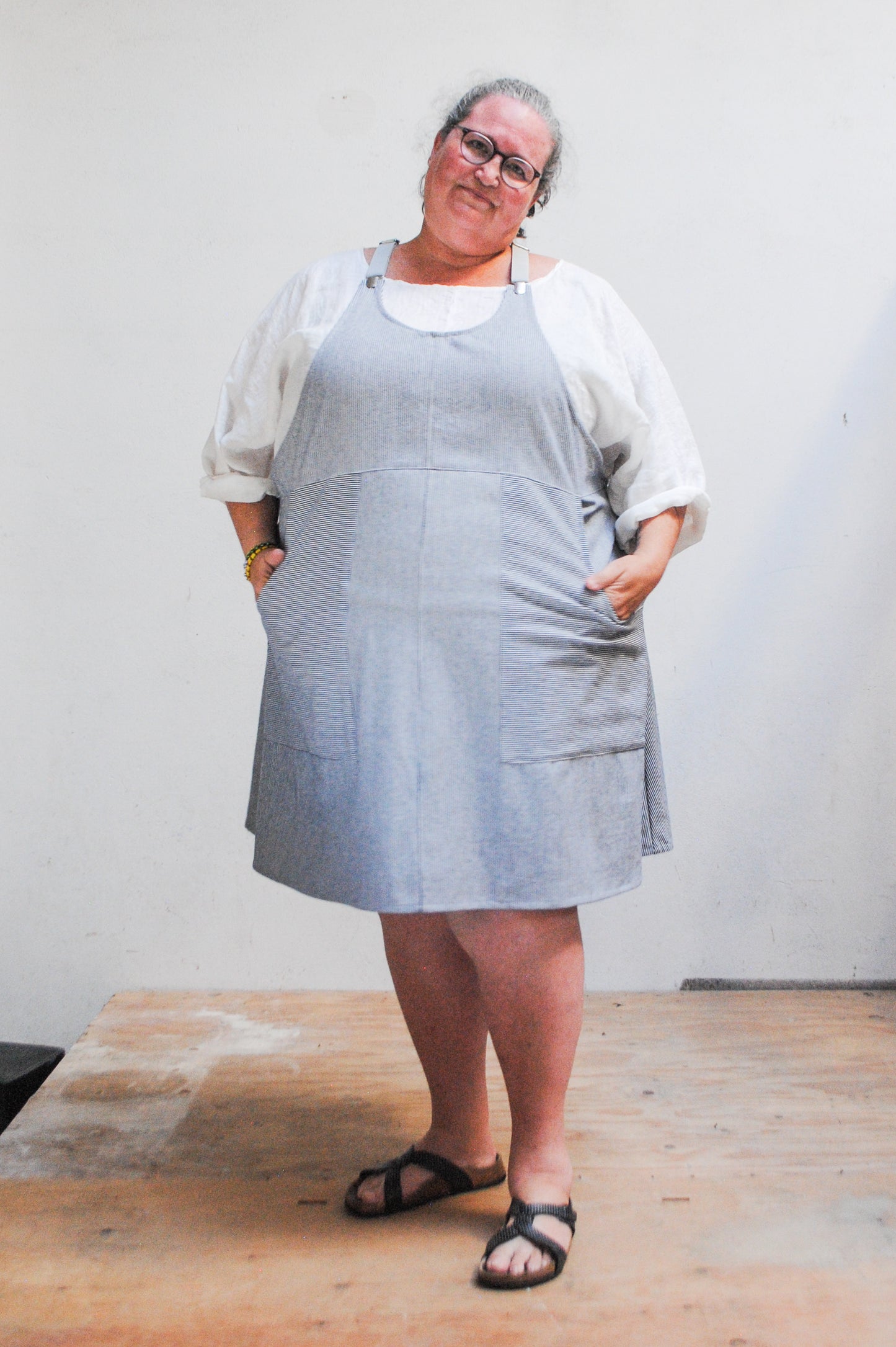 Railroad Stripe Suspender Dress