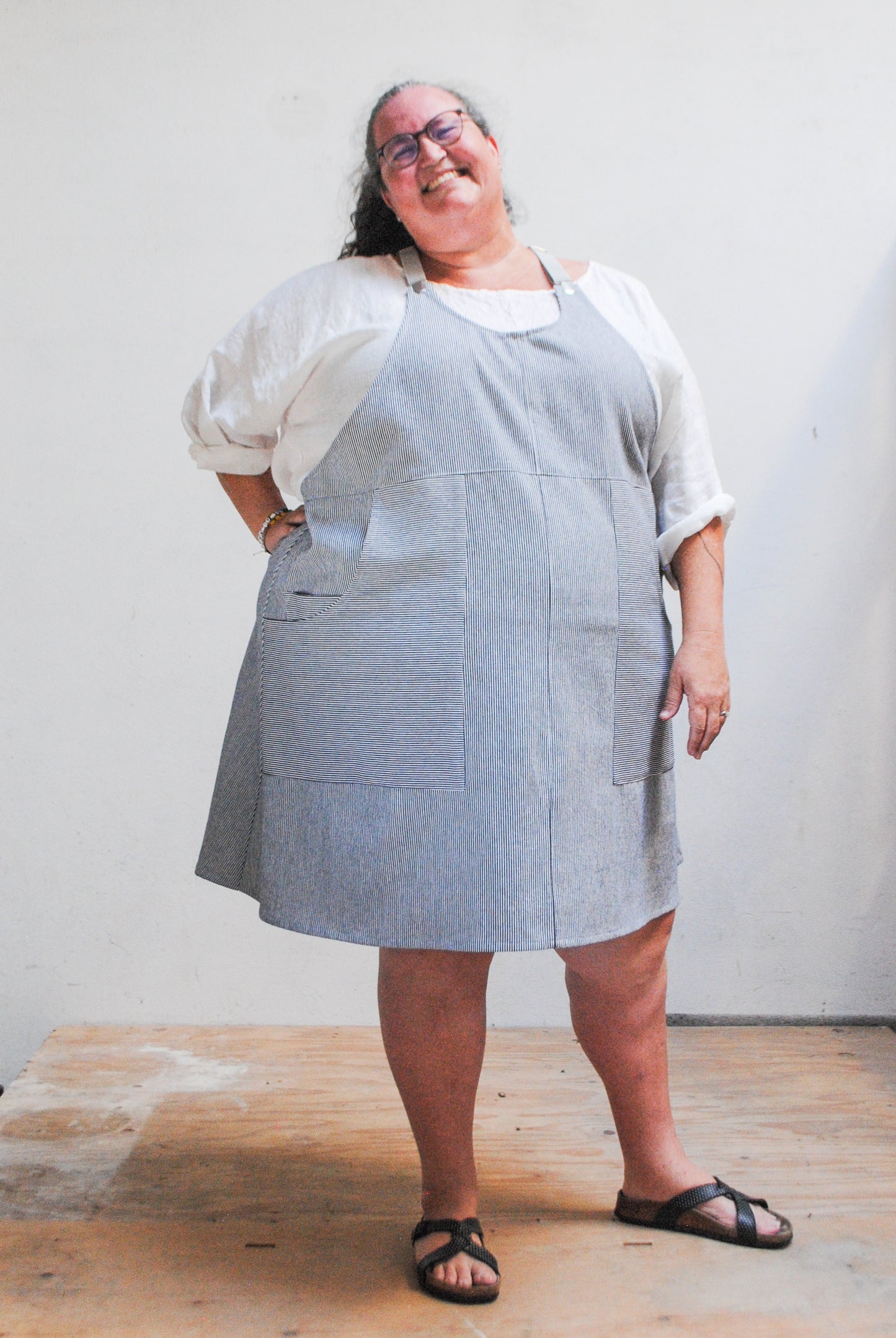 Railroad Stripe Suspender Dress