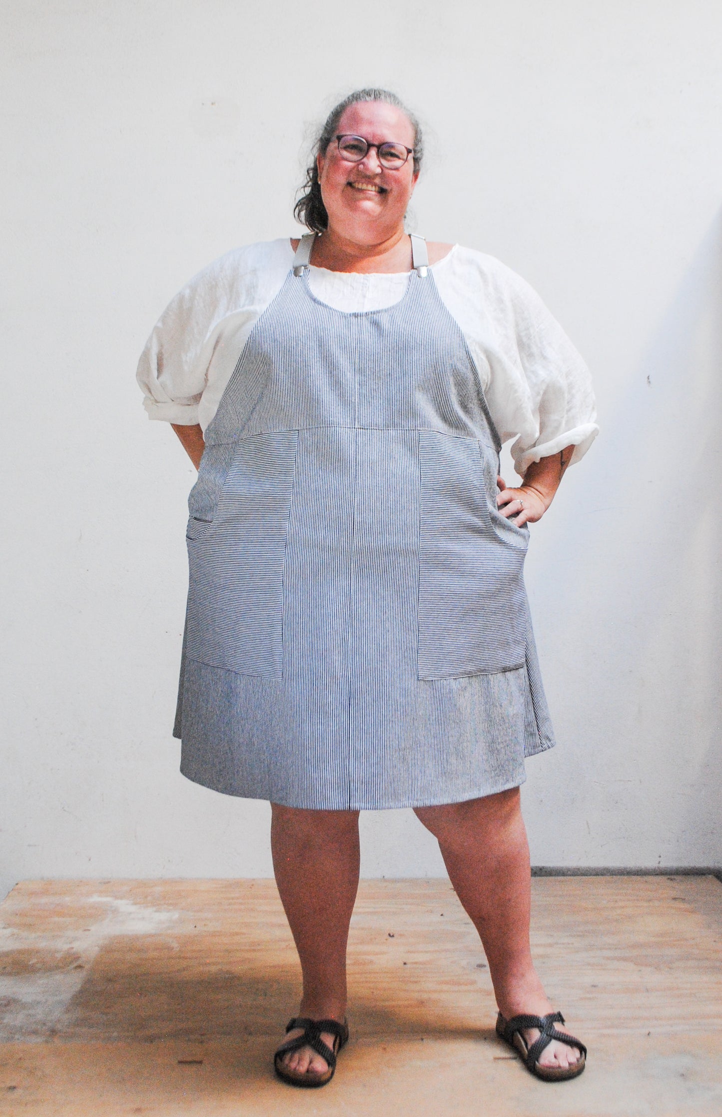 Railroad Stripe Suspender Dress