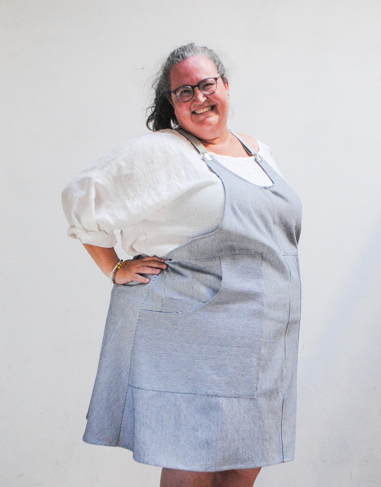 Railroad Stripe Suspender Dress