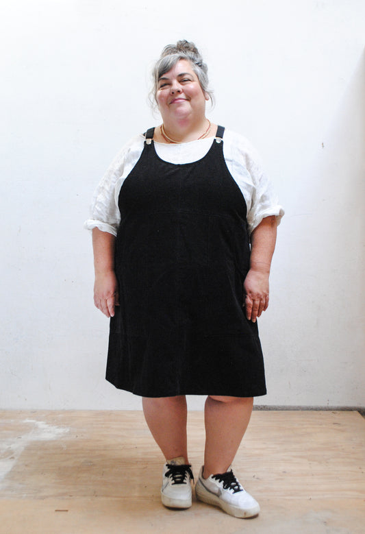 Black Corduroy Suspender Dress