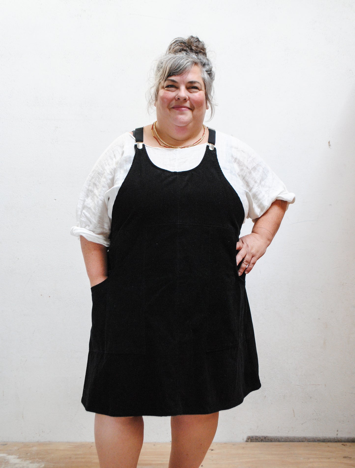 Black Corduroy Suspender Dress