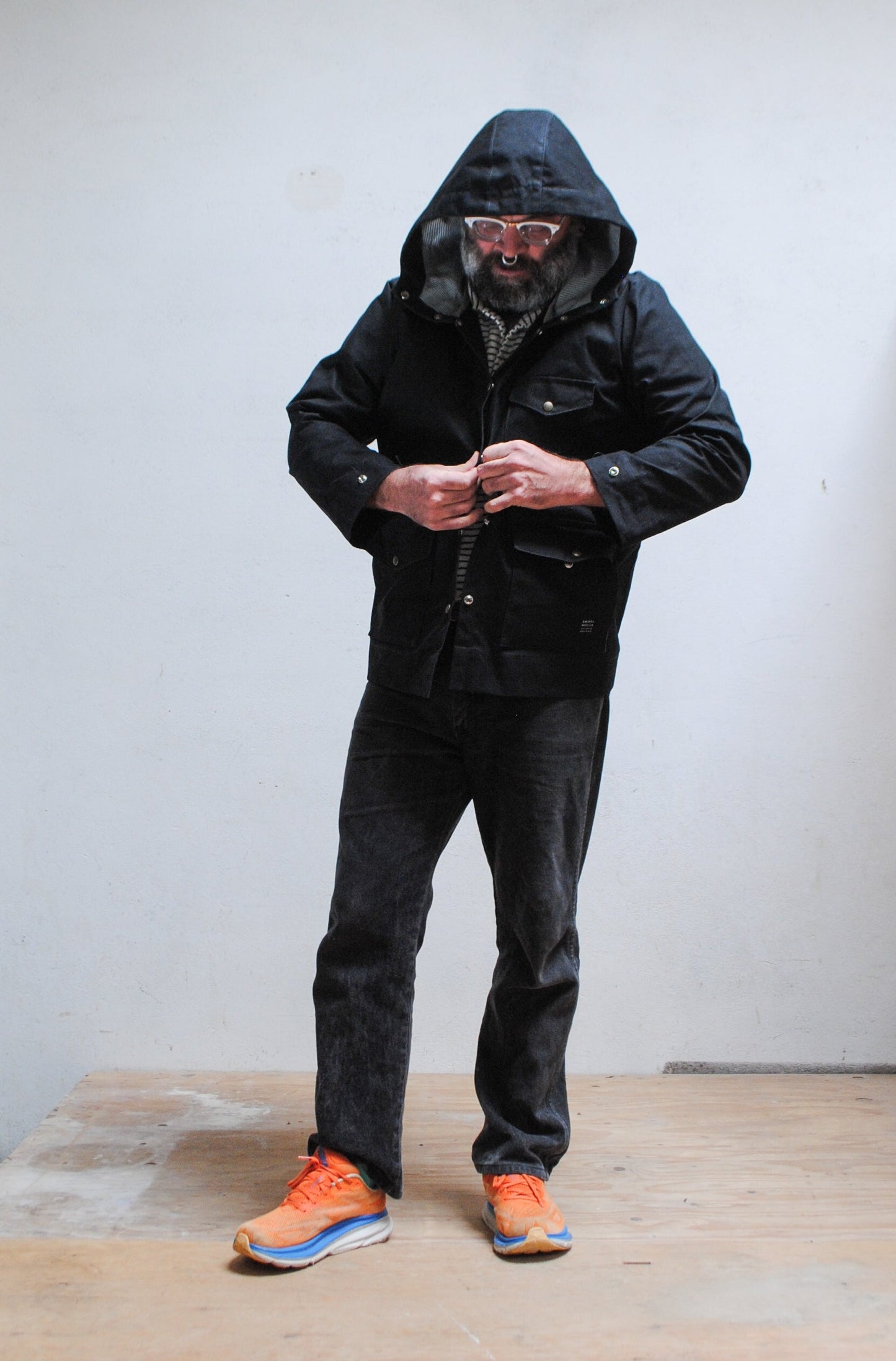 Made To Order Waxed Canvas Rain Jacket - Black