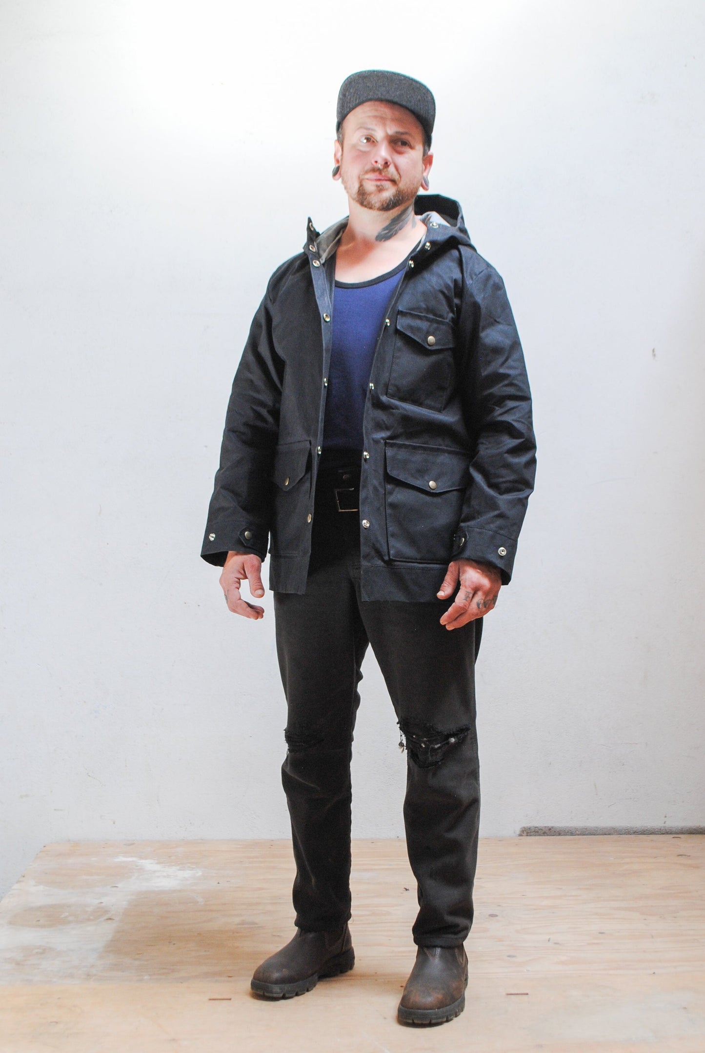 Made To Order Waxed Canvas Rain Jacket - Black