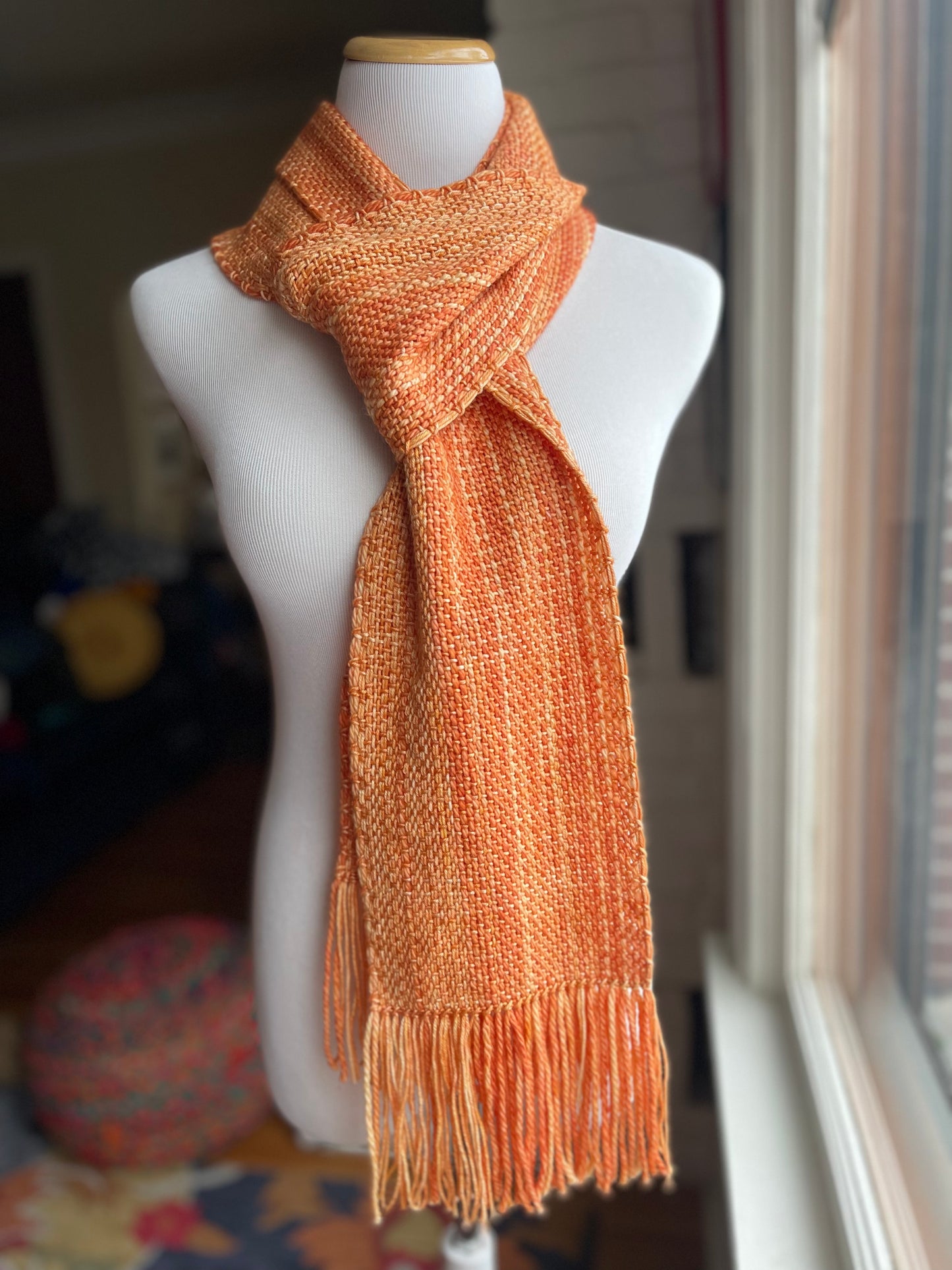 Ginger Monochrome Handwoven Scarf by The Village Weaver