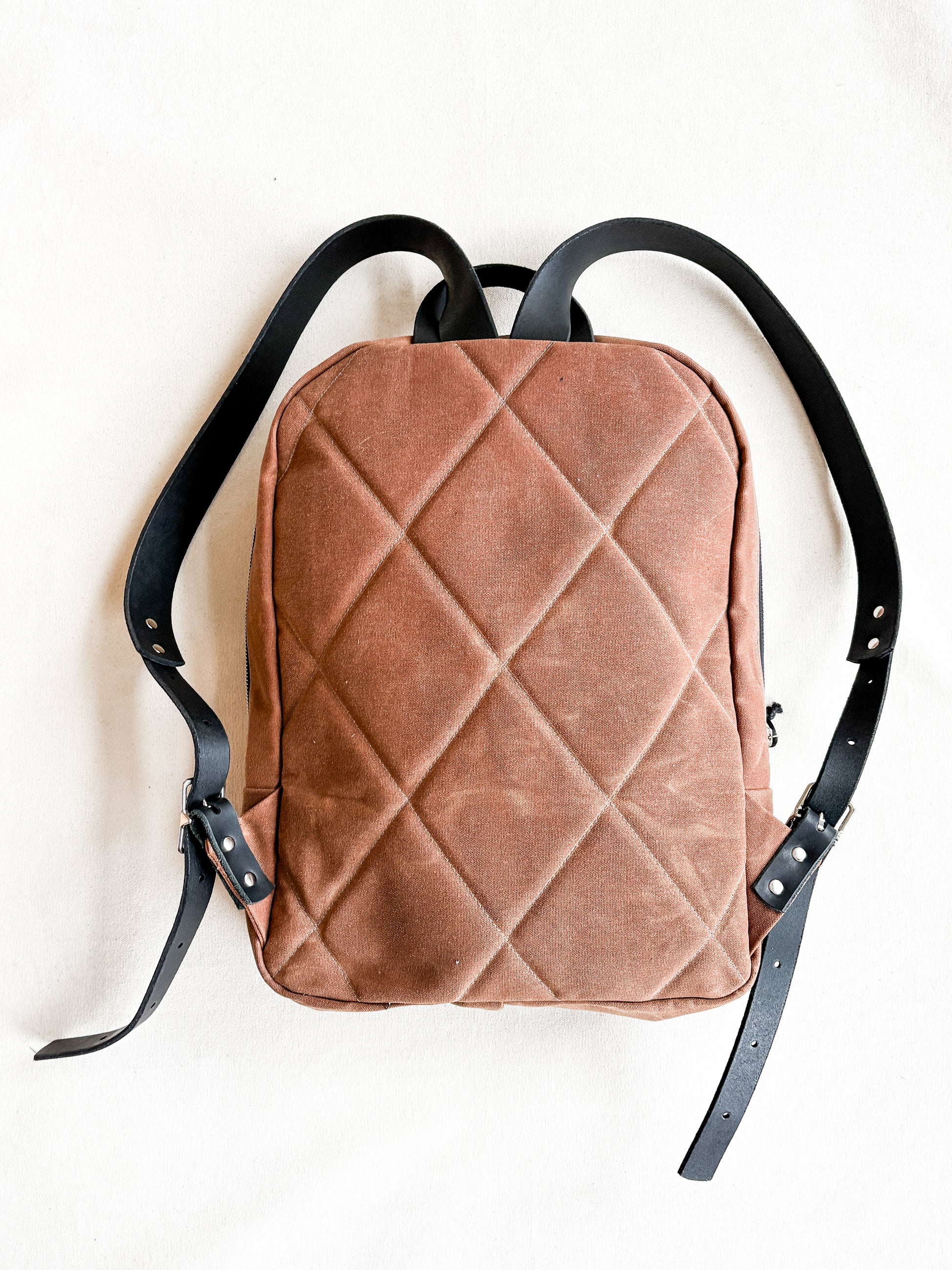 brown quilted leather backpack Zip Top Backpack