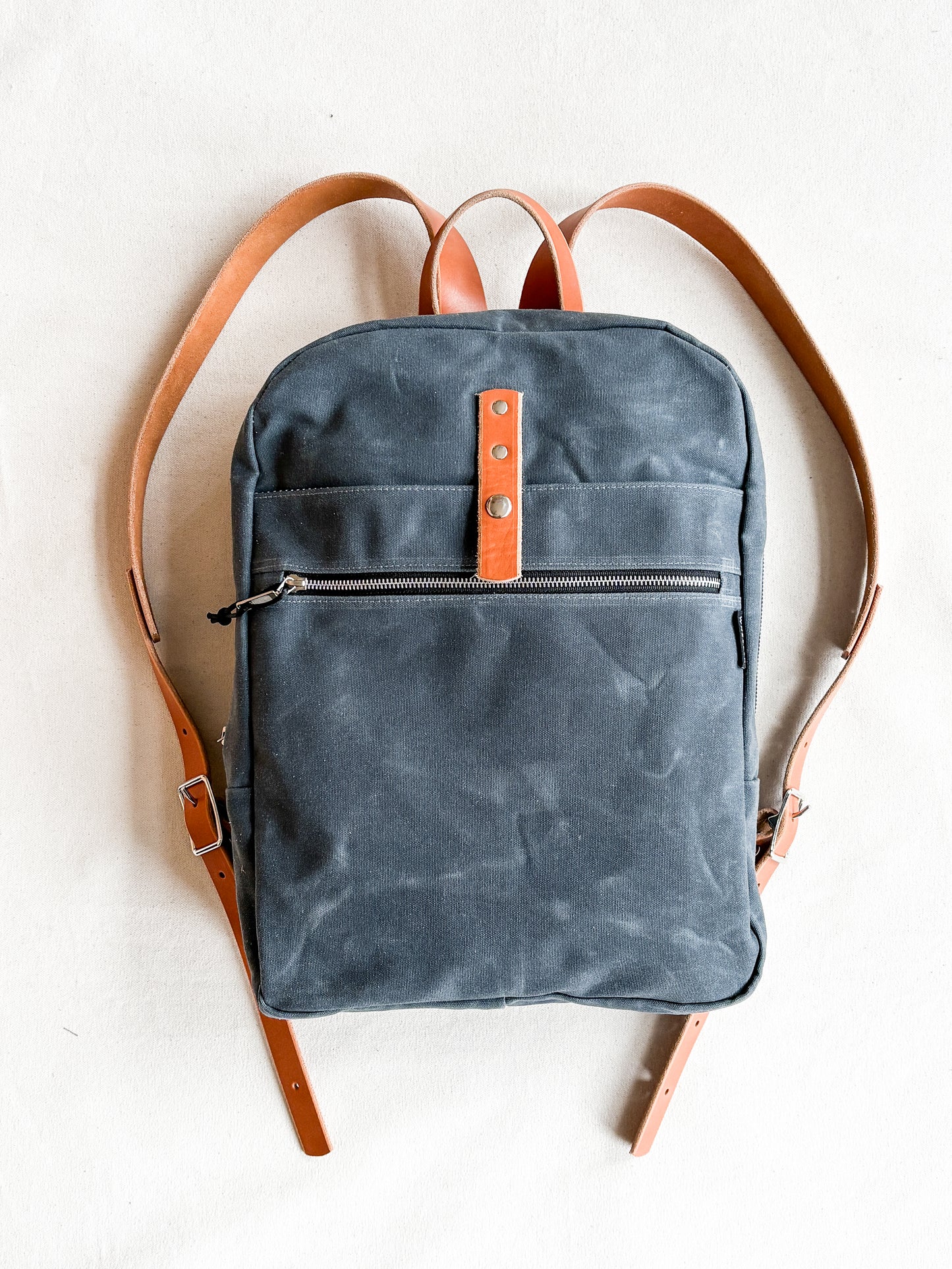 canvas backpack with leather straps Waxed Large friendly laptop compartment Waxed Canvas Zip Top Backpack