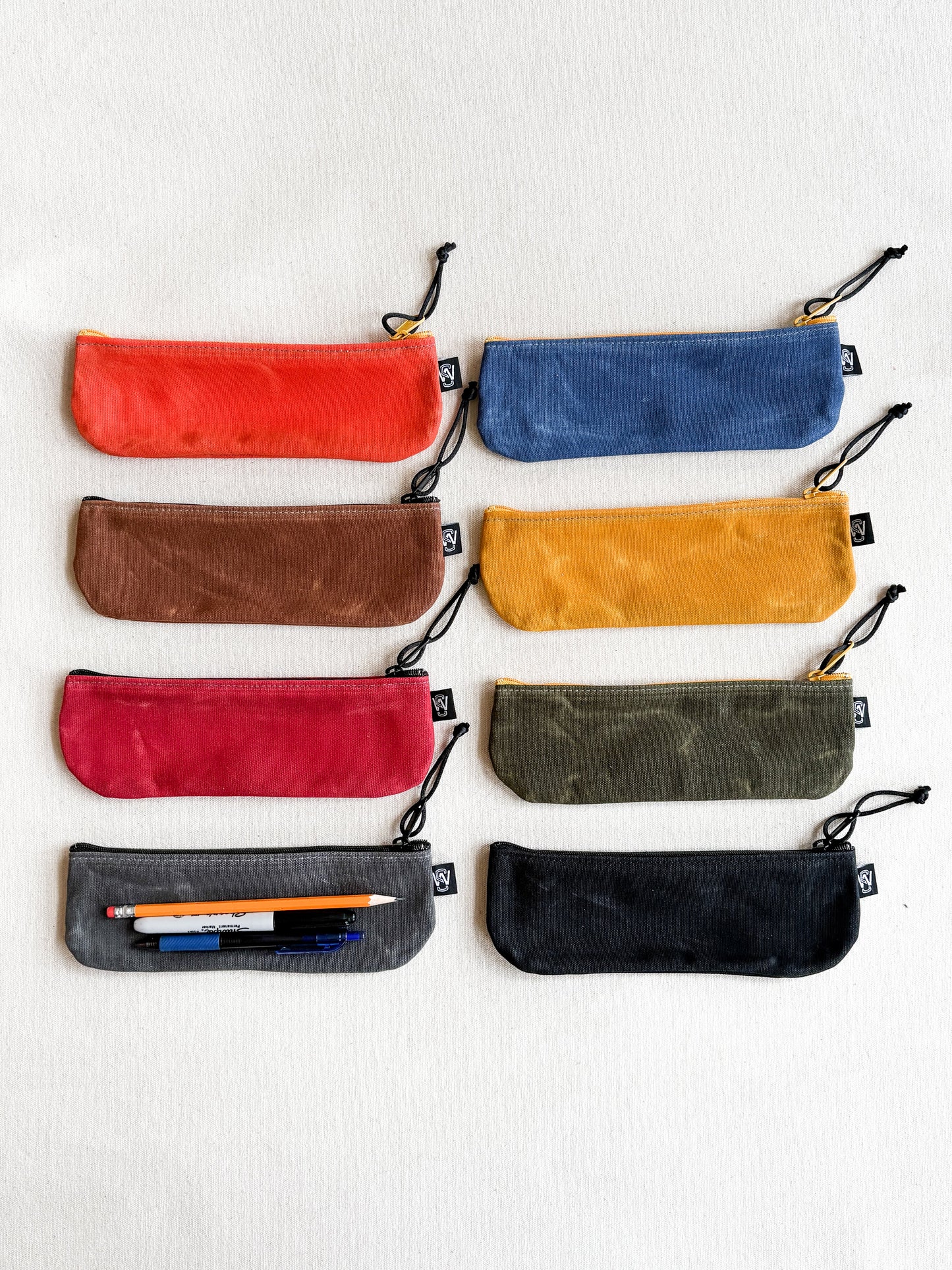 Waxed Canvas Pencil Zipper Pouch