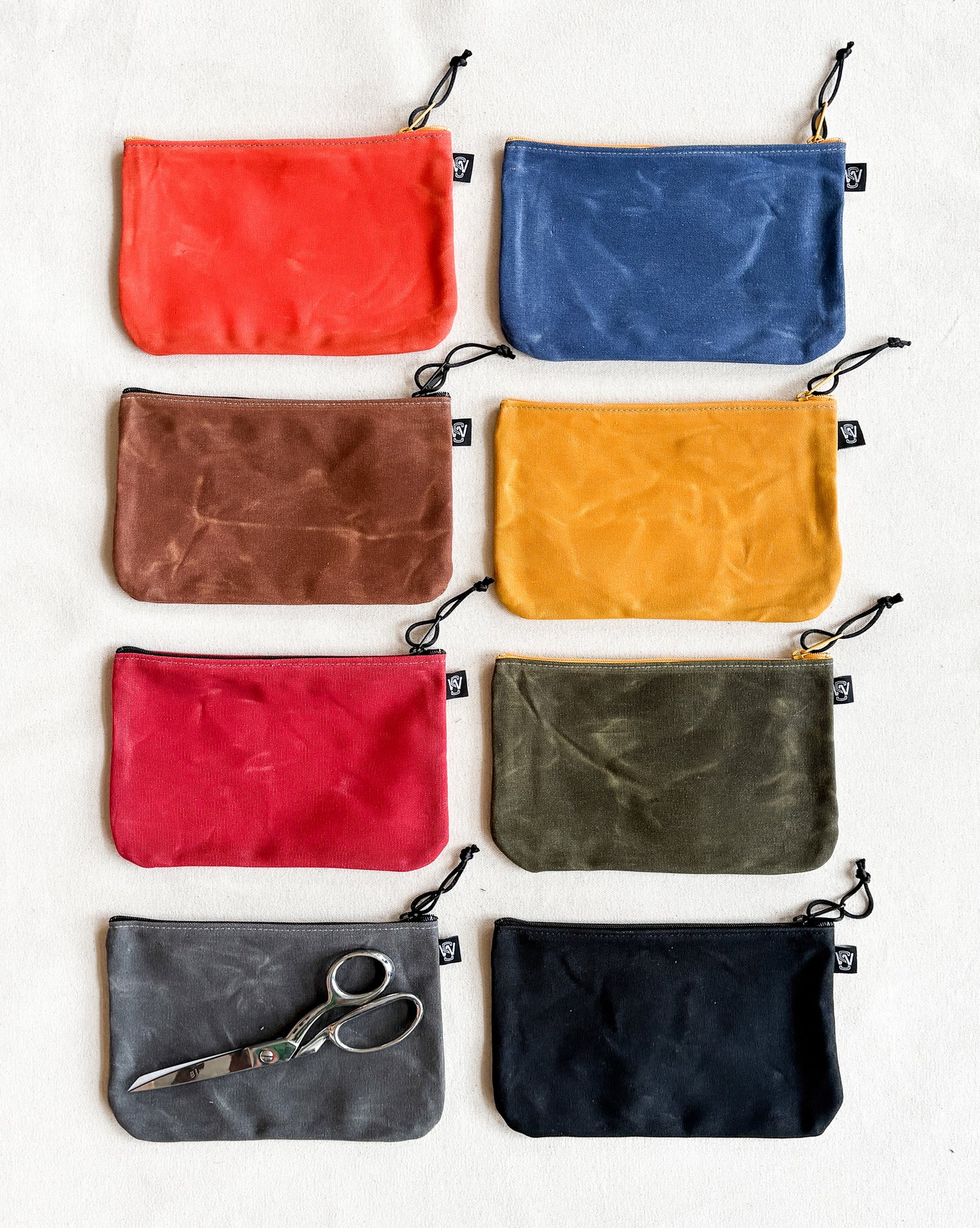 Large Waxed Canvas Zipper Pouch