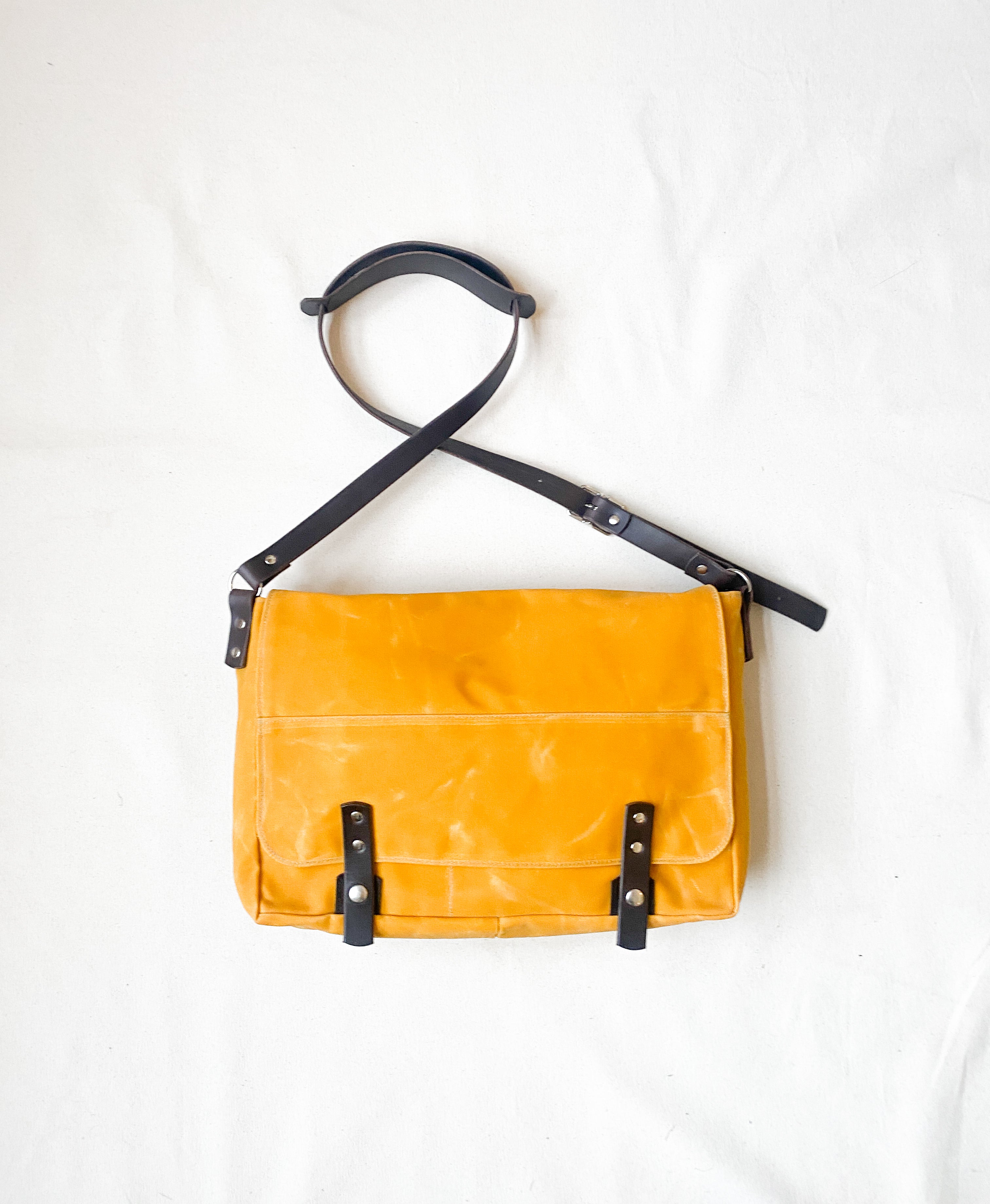 Yellow leather hot sale messenger bag