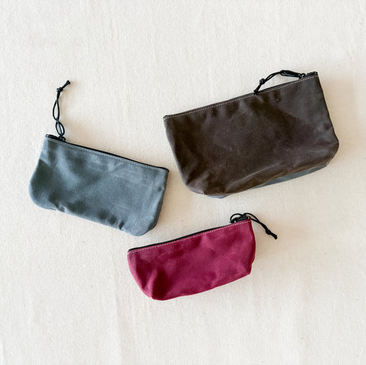 Waxed Canvas Zipper Pouches