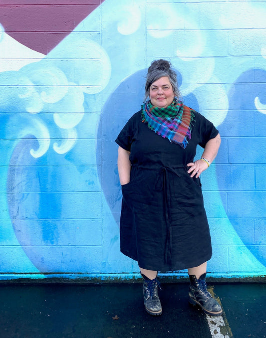 Made To Order Pocket Dress in Black Linen