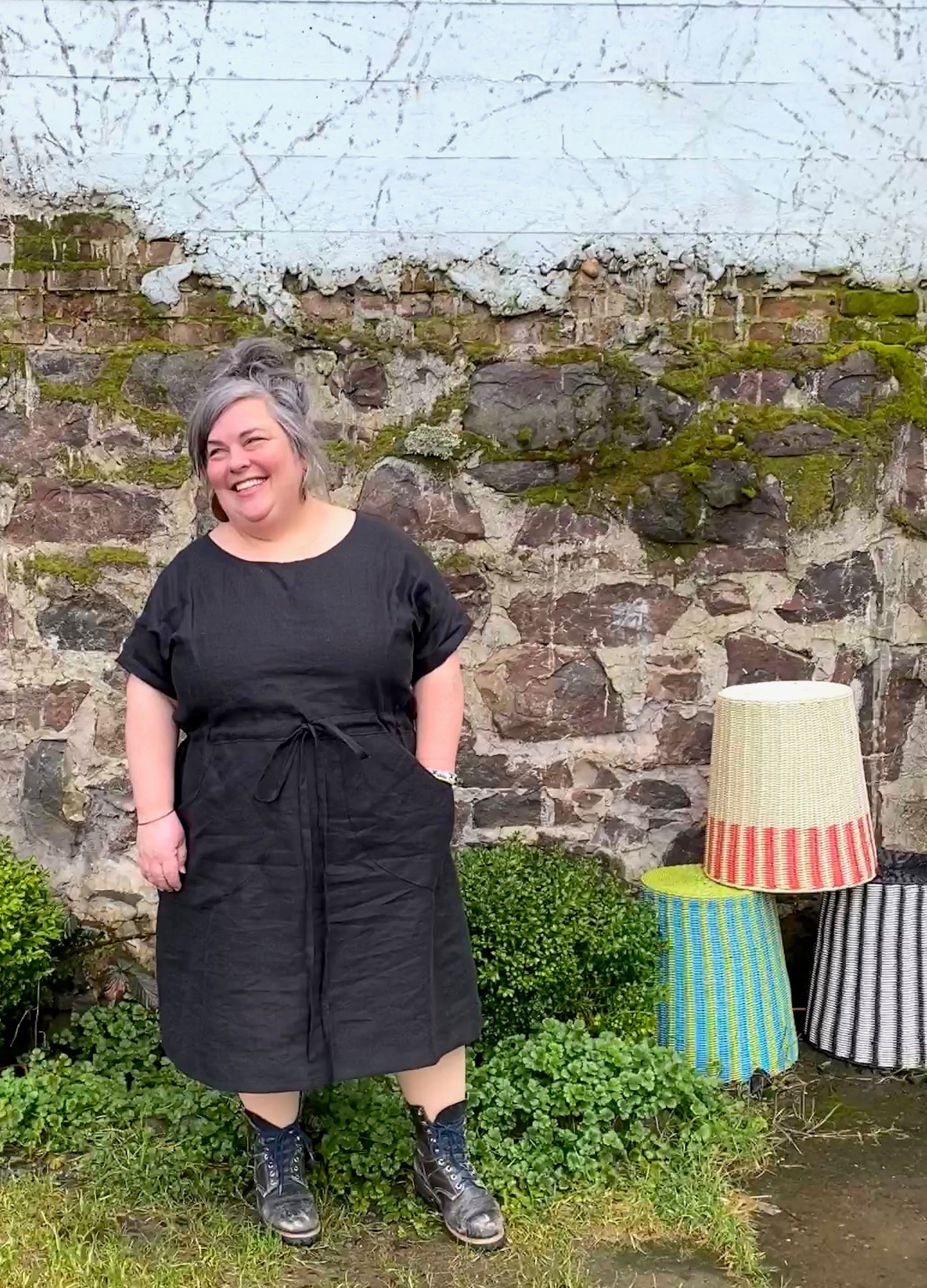 Made To Order Pocket Dress in Black Linen