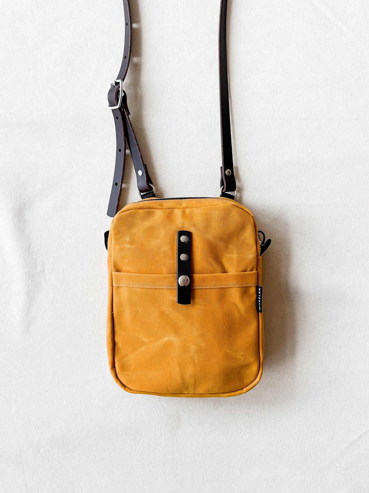 Waxed Canvas Mini Messenger Crossbody Bag