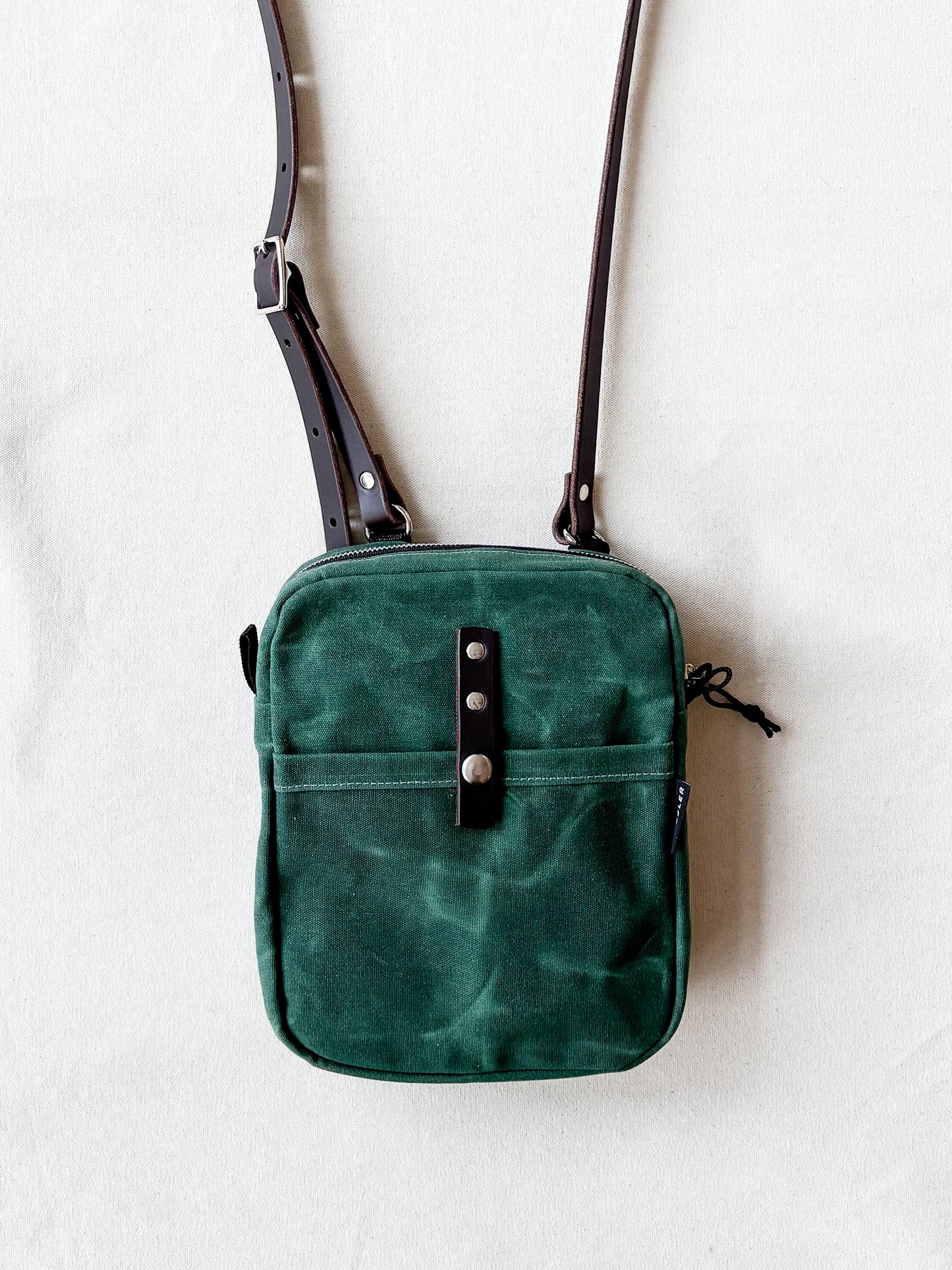 Waxed Canvas Mini Messenger Crossbody Bag