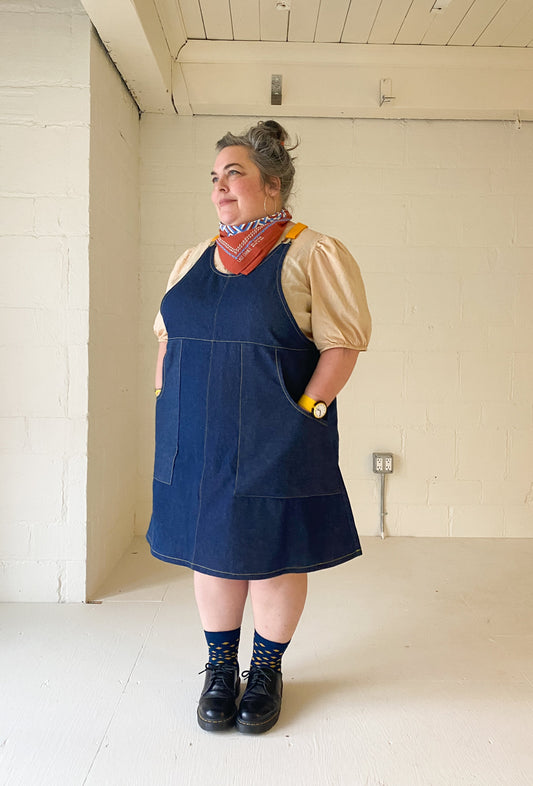Made To Order Blue Denim Suspender Dress