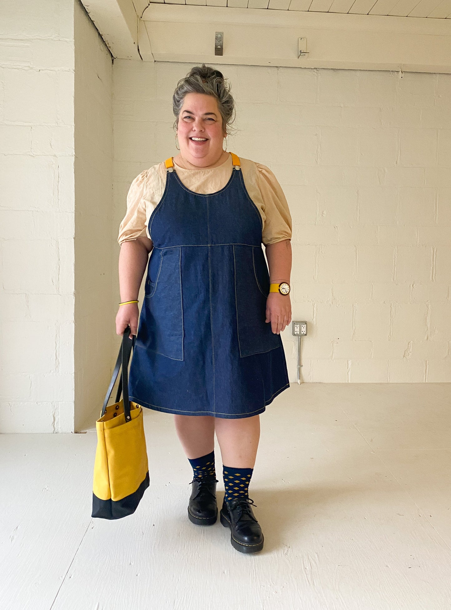Made To Order Blue Denim Suspender Dress