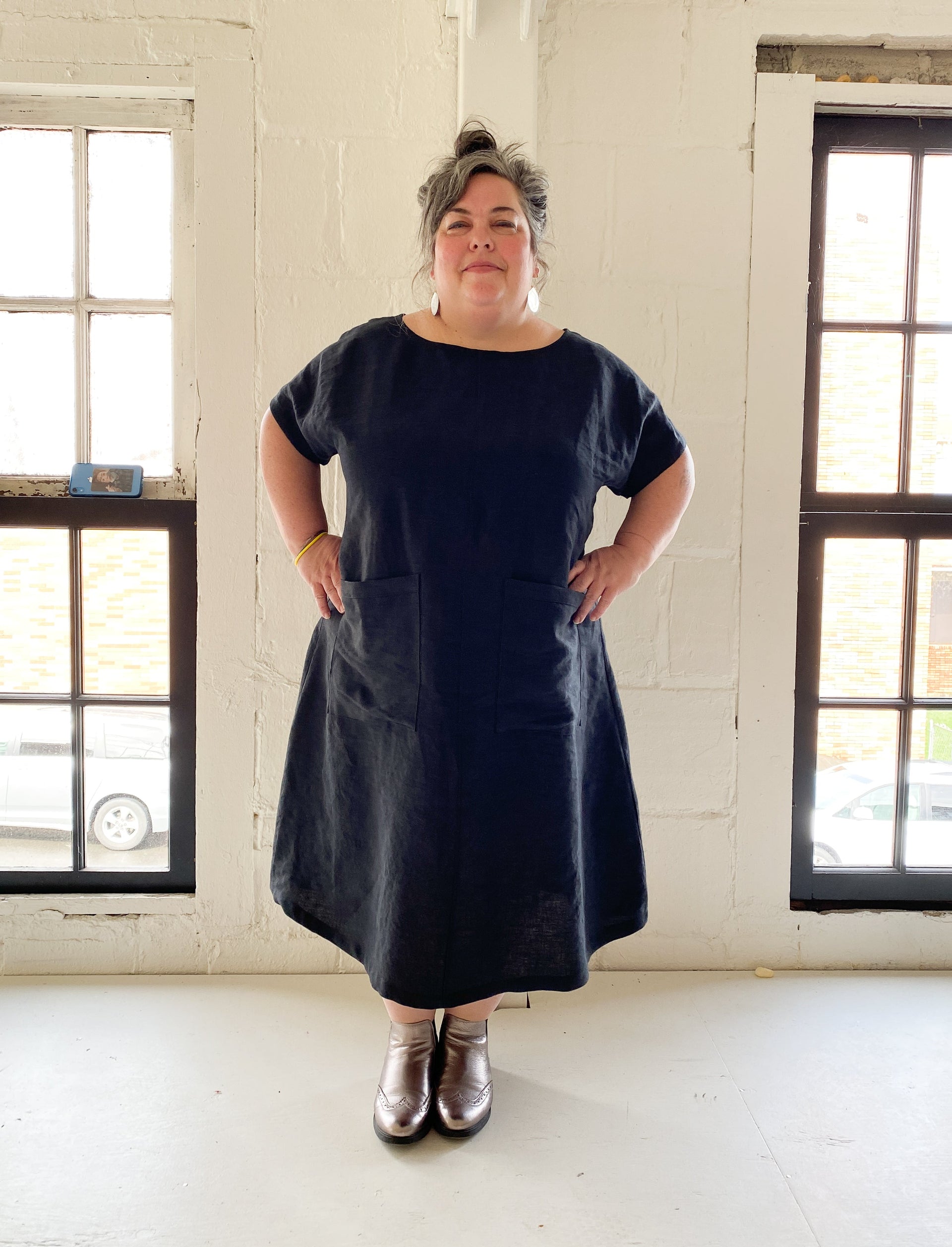 Linen Basic Dress - Black  Shift + Wheeler