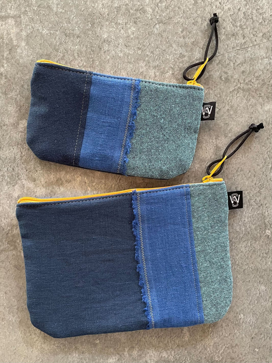 Scrap Zipper Pouch (Blues)