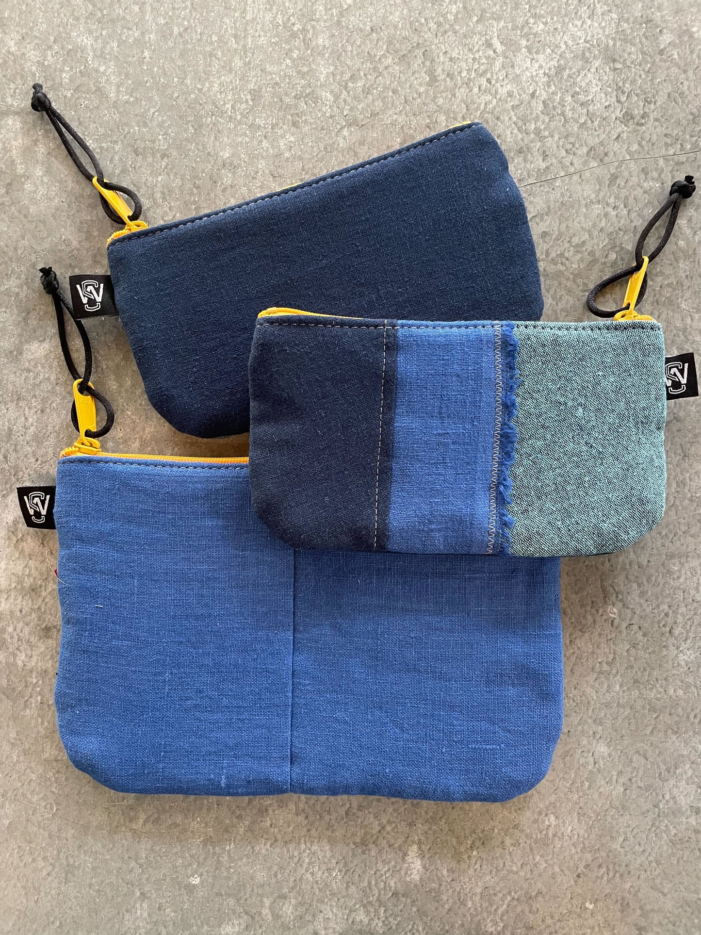 Scrap Zipper Pouch (Blues)