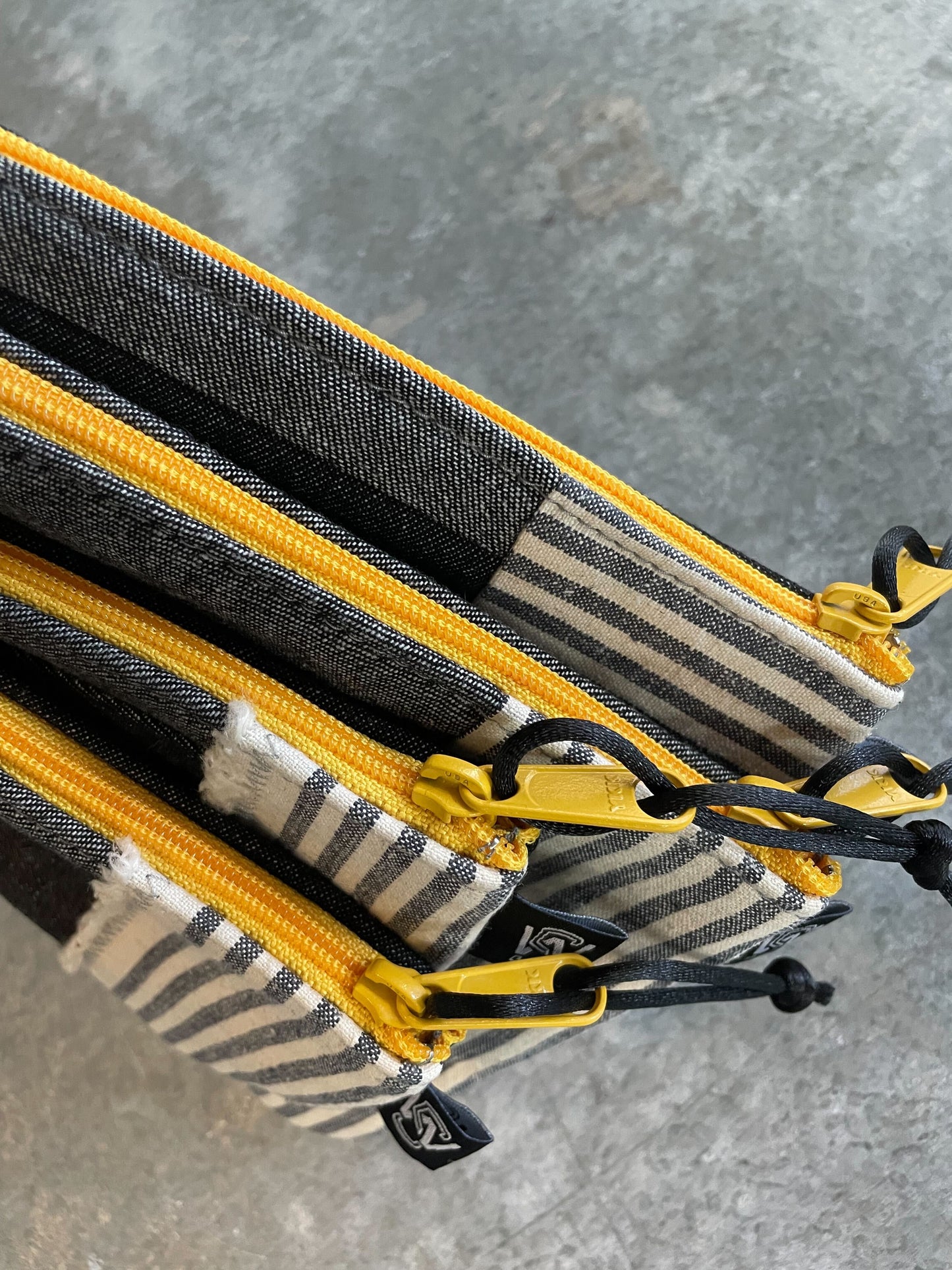 Scrap Zipper Pouch (Black and Grey)