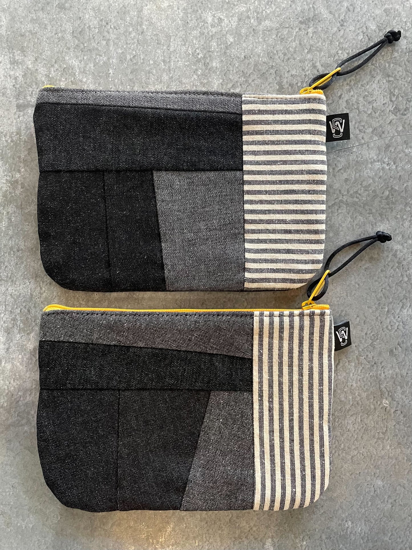 Scrap Zipper Pouch (Black and Grey)