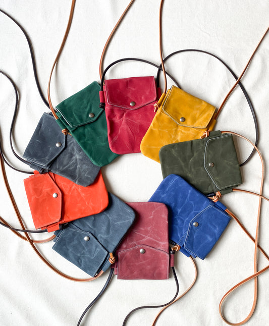 Waxed Canvas Simple Crossbody in all colors. 