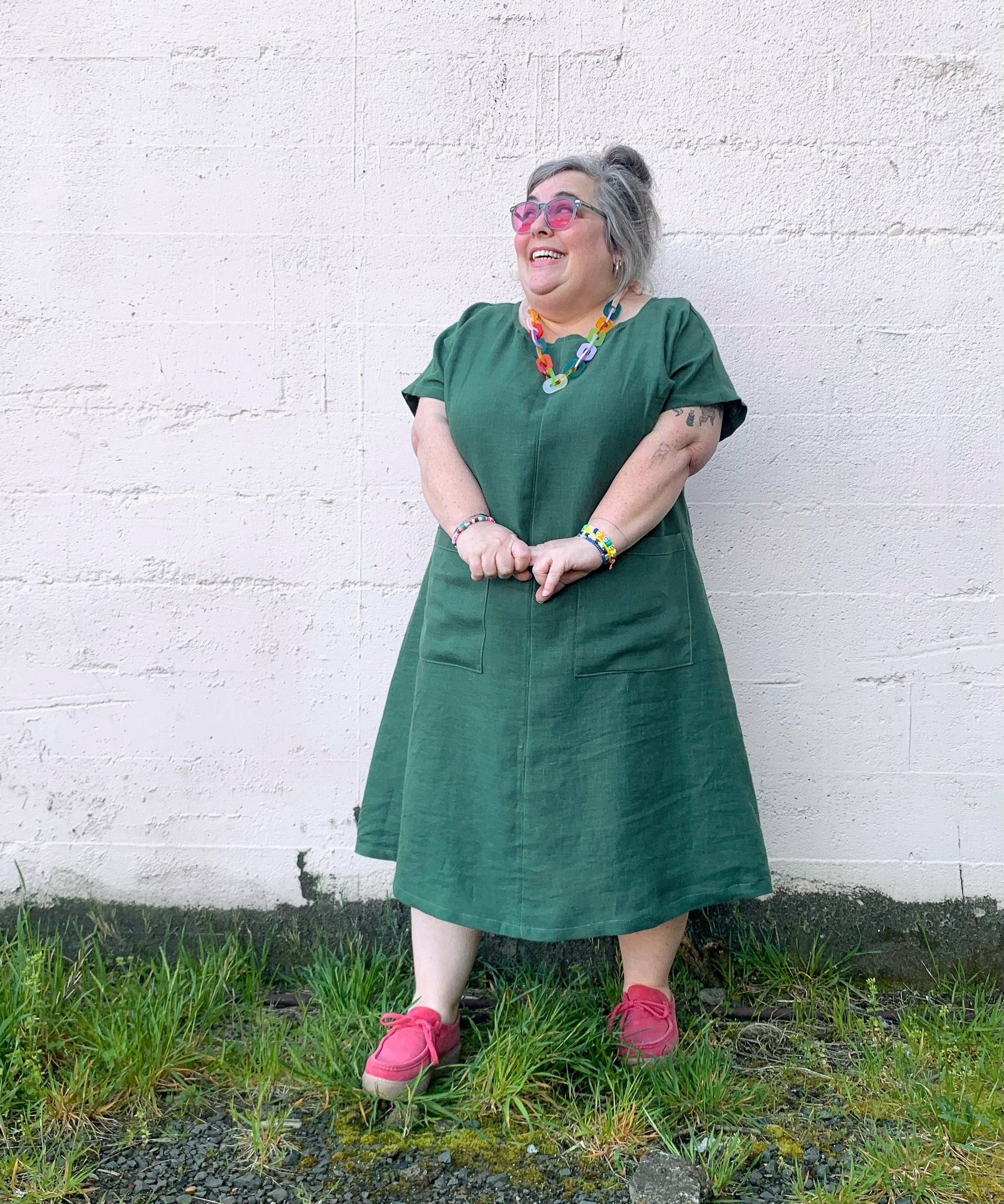 Basic Dress - Green Linen Shift + Wheeler Basic Dress - Green Linen Shift + Wheeler
