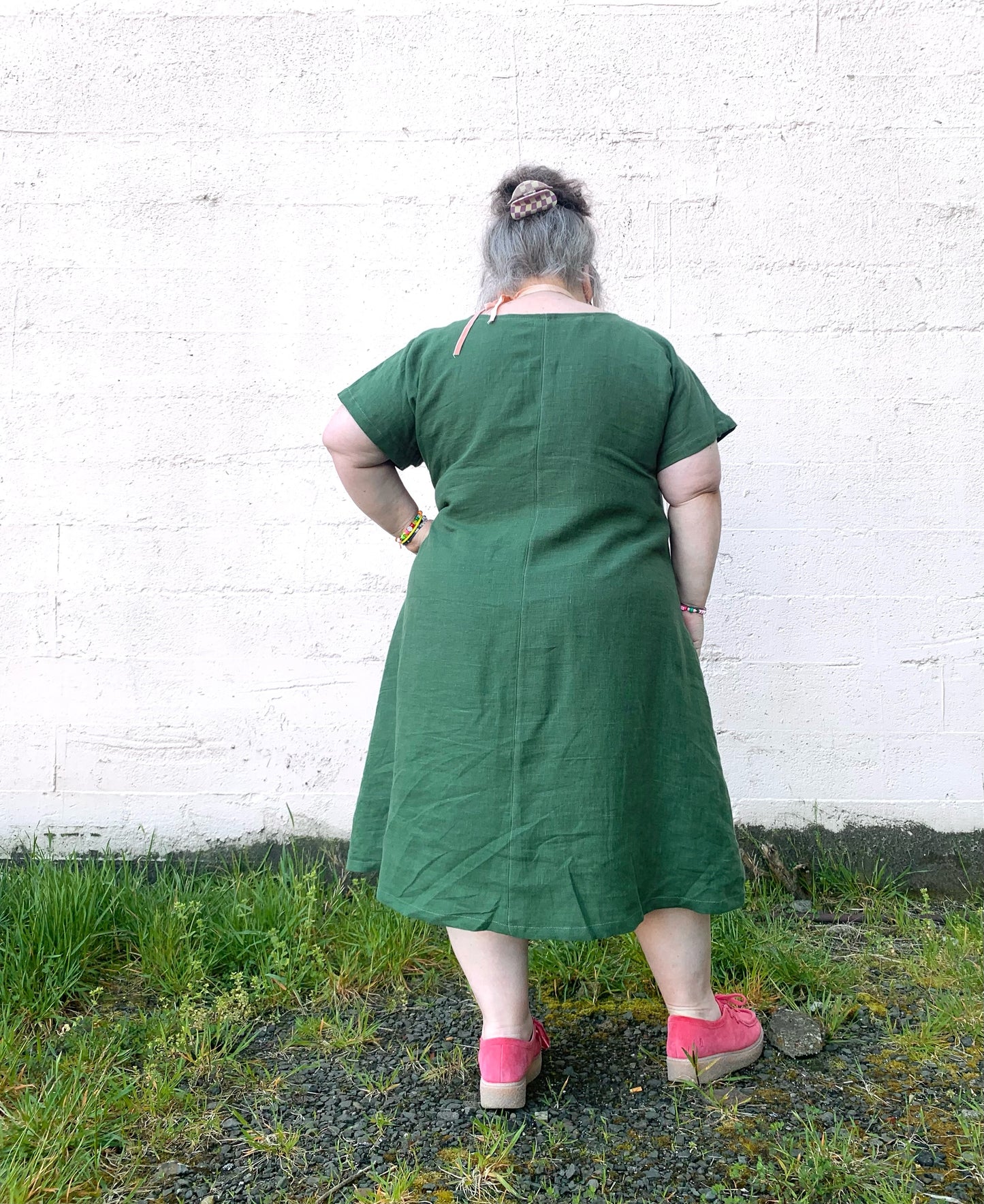 Basic Dress - Green Linen