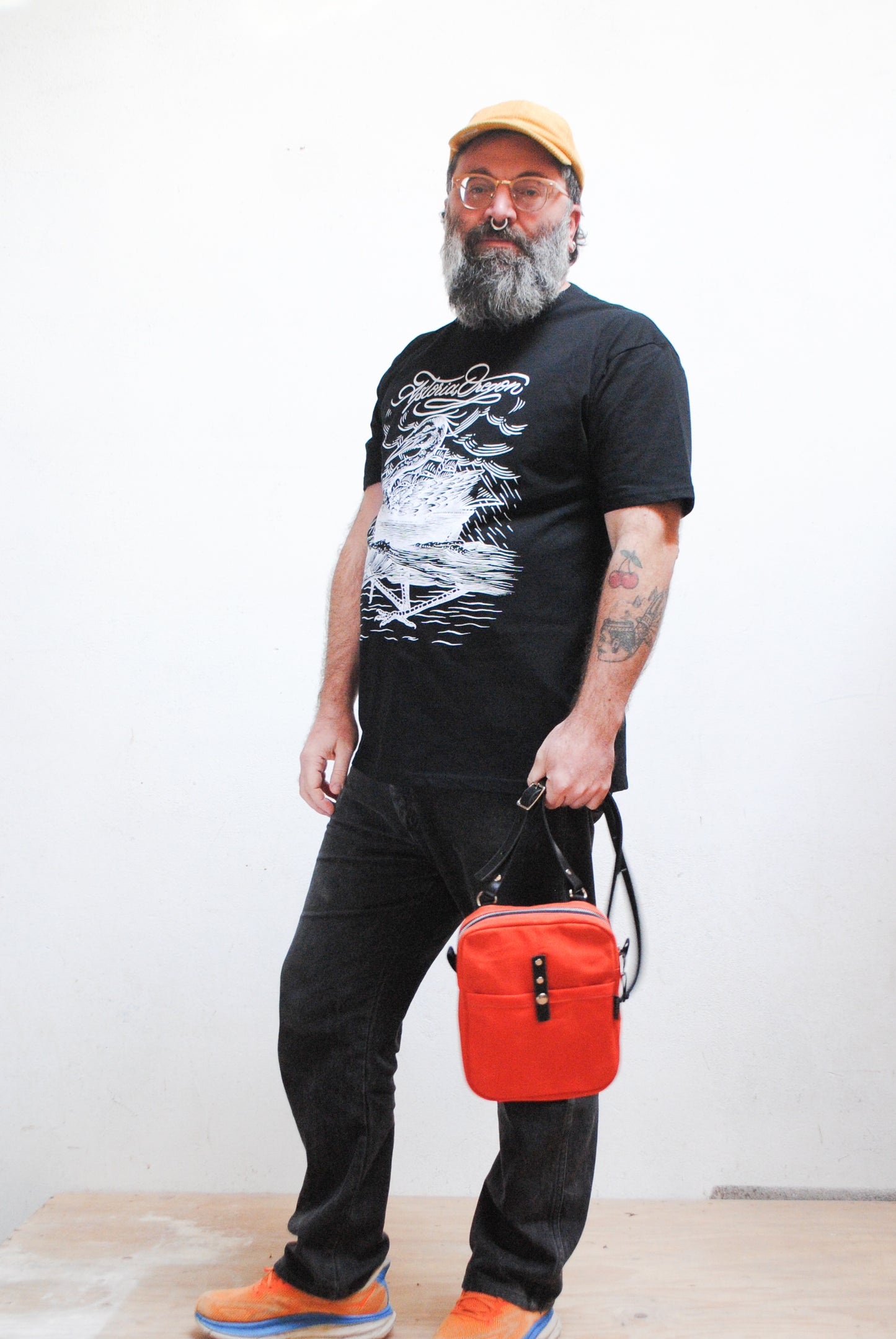Waxed Canvas Crossbody Bag - Orange