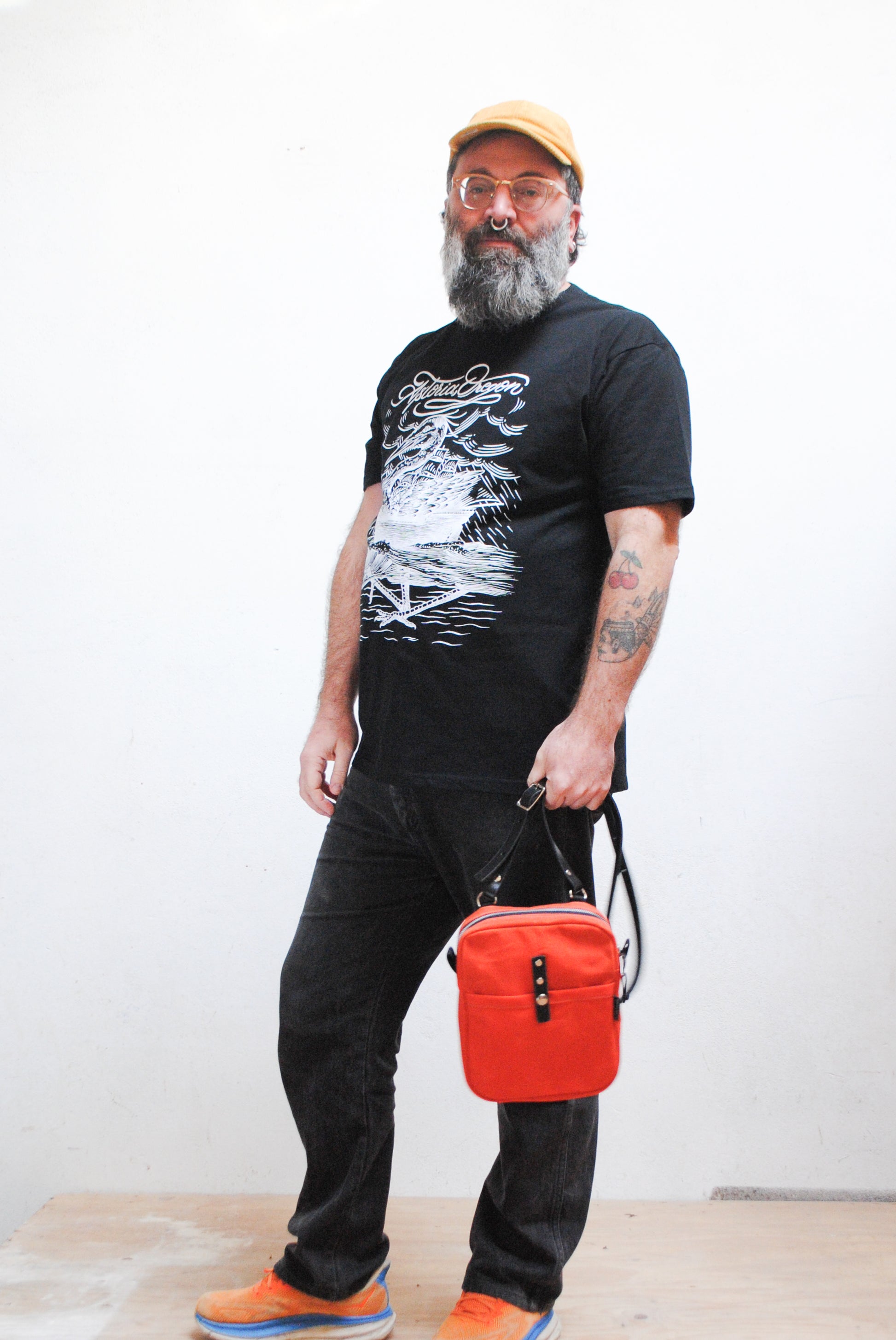 Waxed Canvas Crossbody Bag - Orange