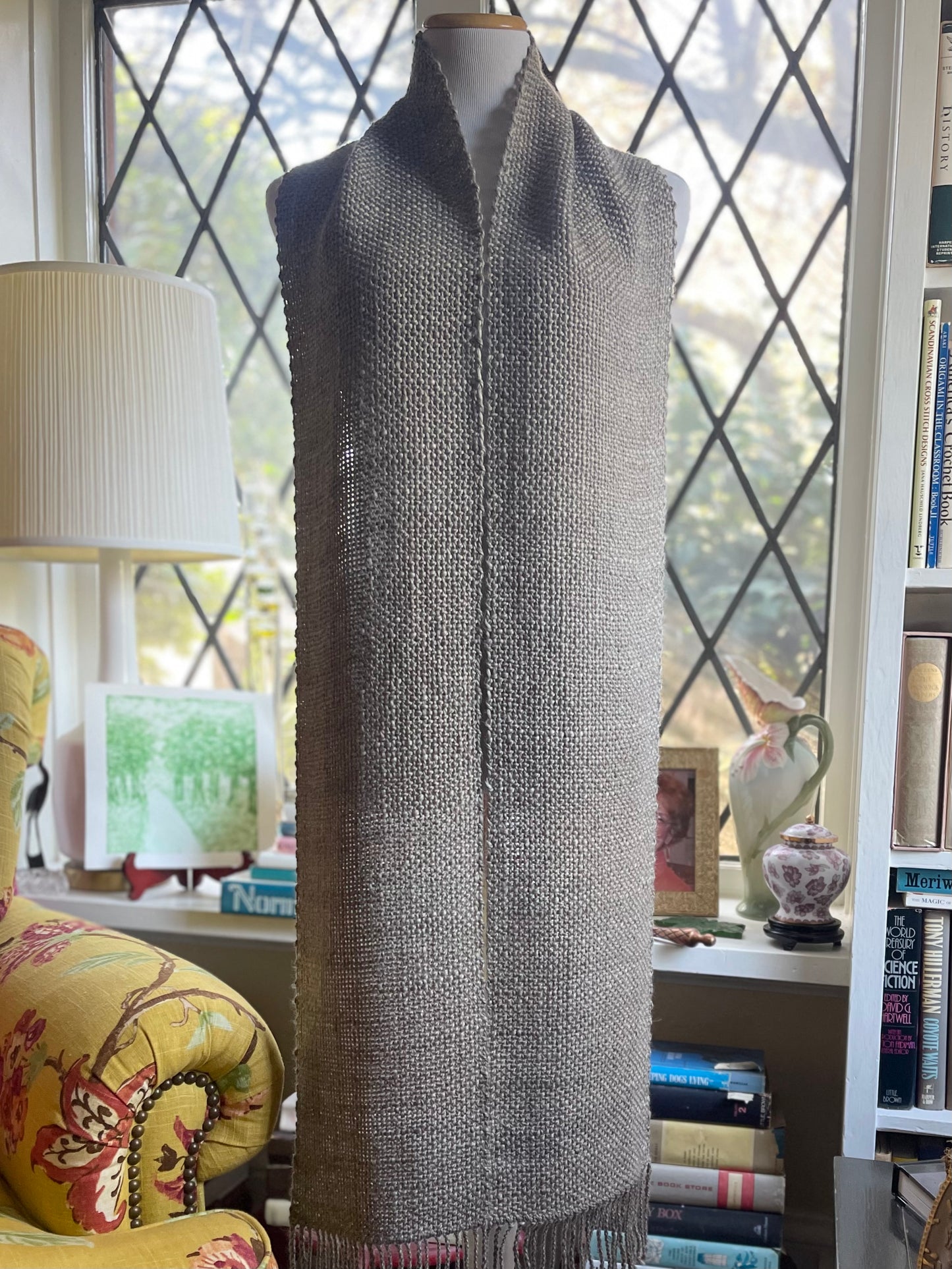Sage Grey Solid Handwoven Scarf by The Village Weaver