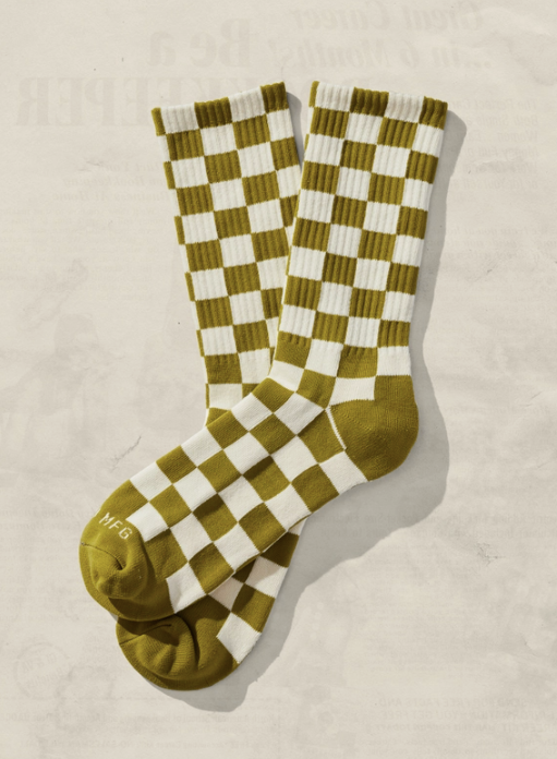Checkerboard Socks - Cactus & Cream