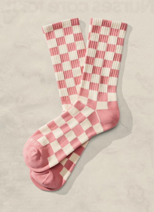 Checkerboard Socks - Blush & Cream
