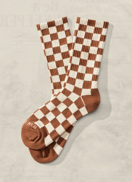 Checkerboard Socks - Dune & Cream
