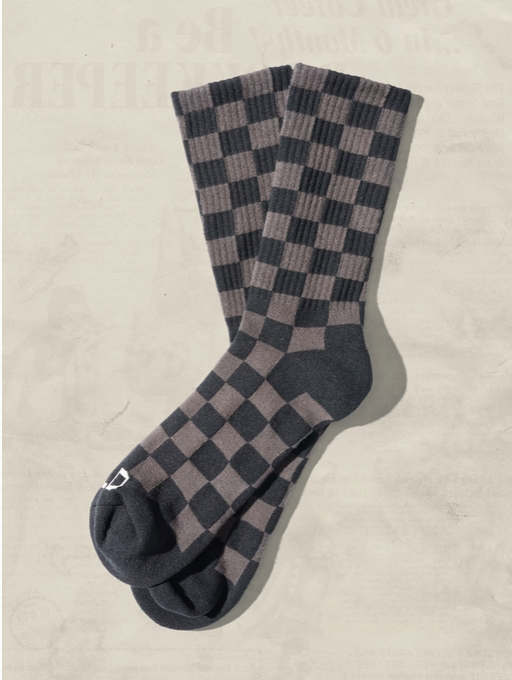 Tonal Checkerboard Socks - Black