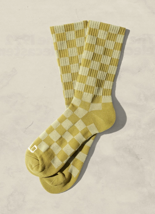 Tonal Checkerboard Socks - Cactus