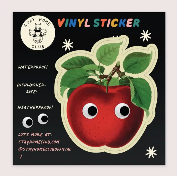 Apple Googly Eyes Vinyl Sticker