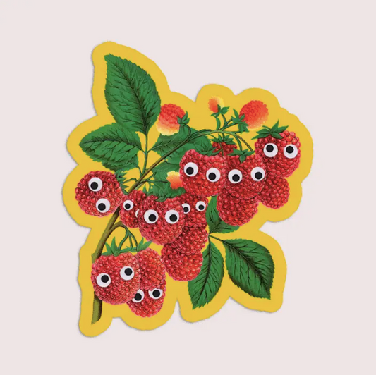 Raspberry Googly Eyes Vinyl Sticker