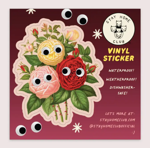 Roses Googly Eyes Vinyl Sticker