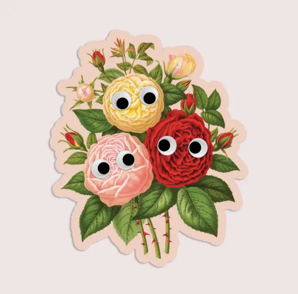 Roses Googly Eyes Vinyl Sticker