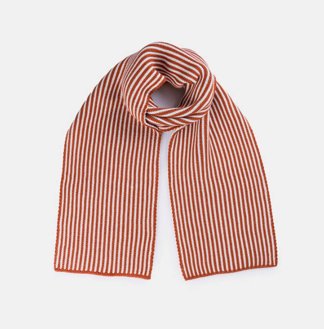 Pinstripe Big Scarf - Rust + White