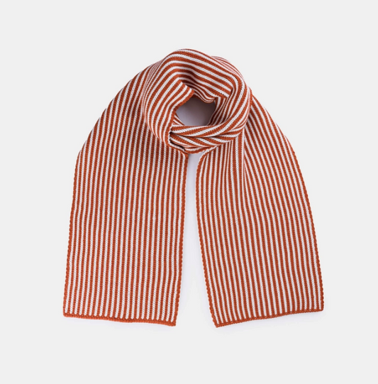 Pinstripe Big Scarf - Rust + White