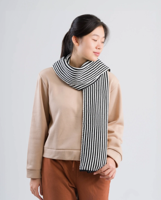 Pinstripe Big Scarf - Black + White