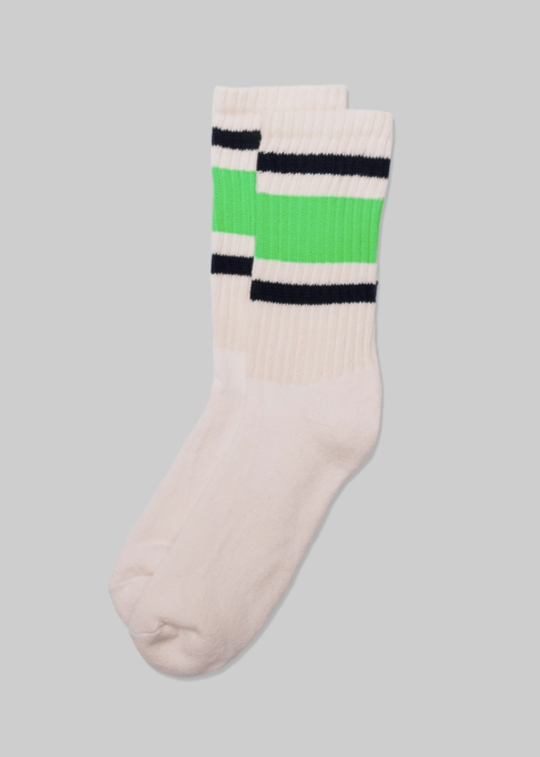 Retro Stripe Sock - Neon Green/Navy