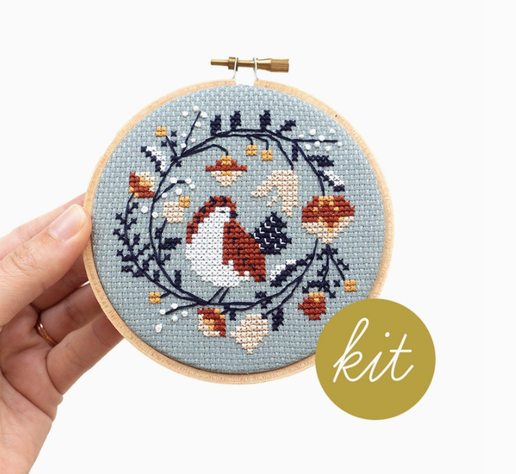 Winter Bird Cross Stitch Kit