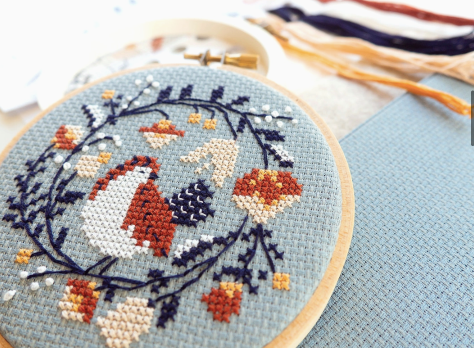 Winter Bird Cross Stitch Kit