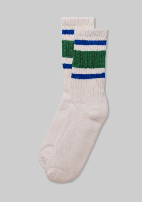 Retro Stripe Sock - Kelly Green/Royal