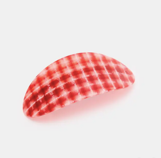 Oval Barette in Red Plaid